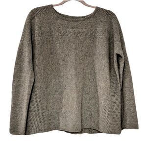 Velvet by Graham & Spencer 100% Cashmere Grey Cable Knit Boxy Sweater Size S / M